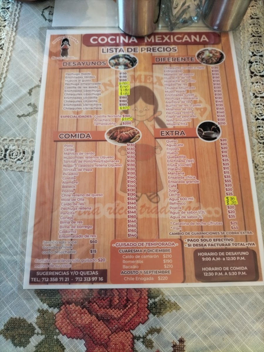 Cocina Mexicana Menu - Image 1